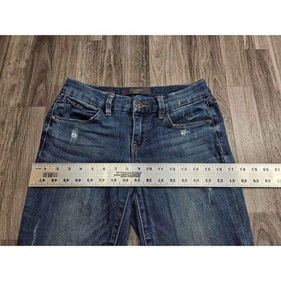 (3/$35) The Limited Size 2 R Distressed Whiskered Fringe Hem Ankle Skinny Jeans - Picture 8 of 11